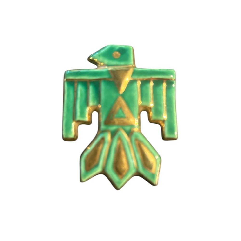 Rare Vintage Green and Gold Thunderbird pin/Brooch